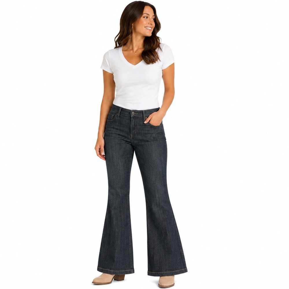 Banana Republic Urban Flared Leg Jeans Womens 4 Dark Blue Stretch Denim